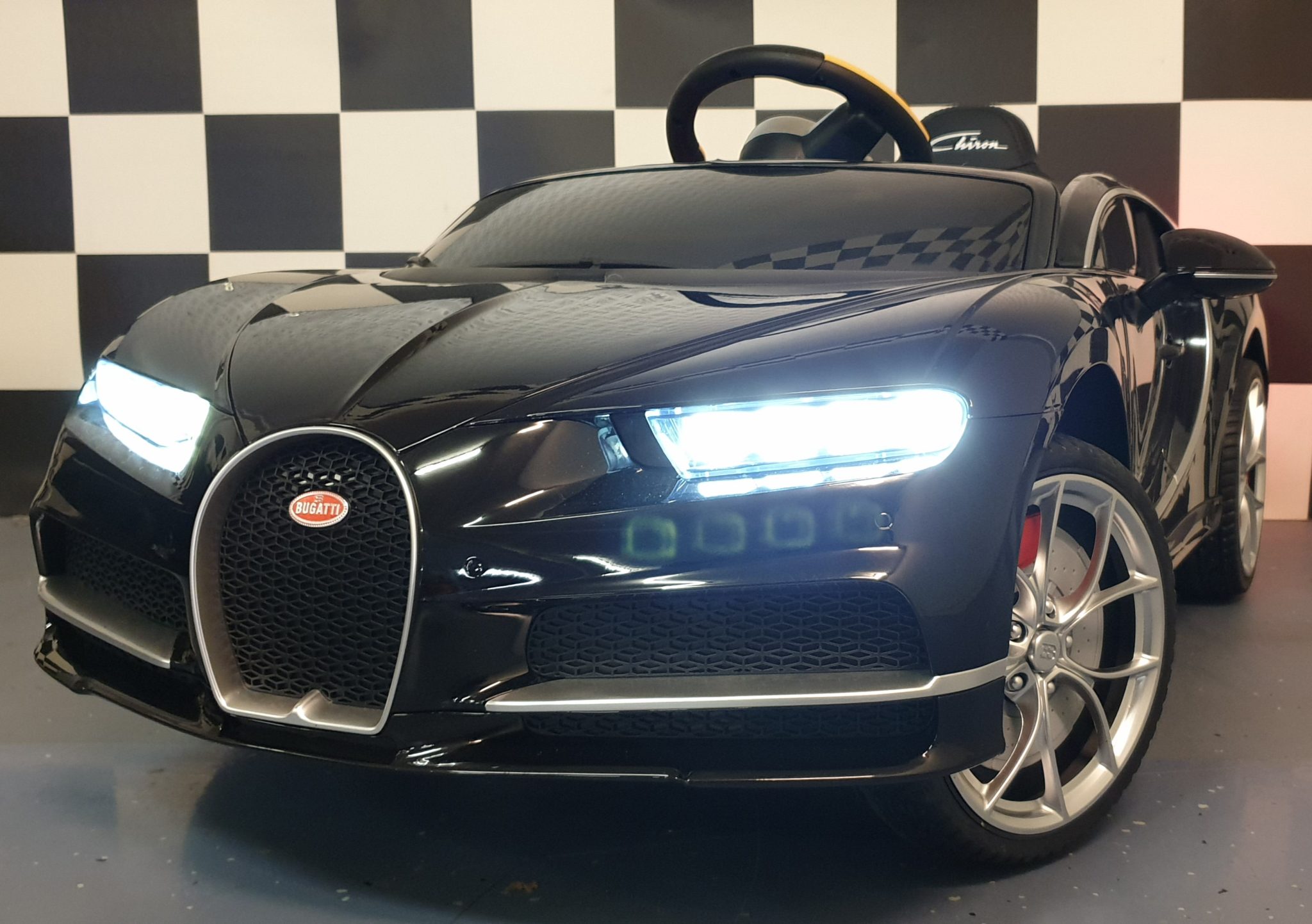 Electric childrens car Bugatti Chiron metallic black 12 volt