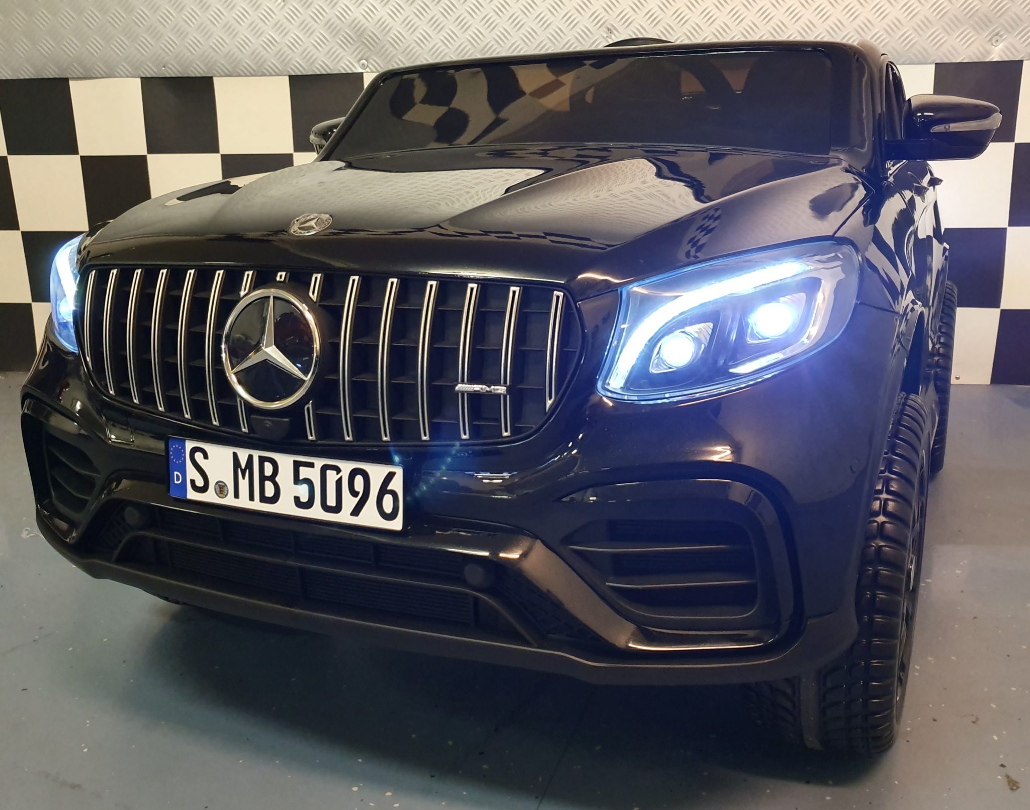 Electric car Mercedes GLC63 2 person metallic black