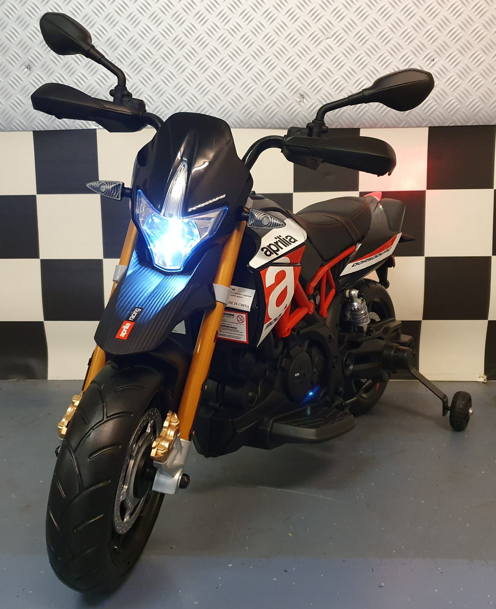 Aprilia Dorsoduro children’s electric motorcycle