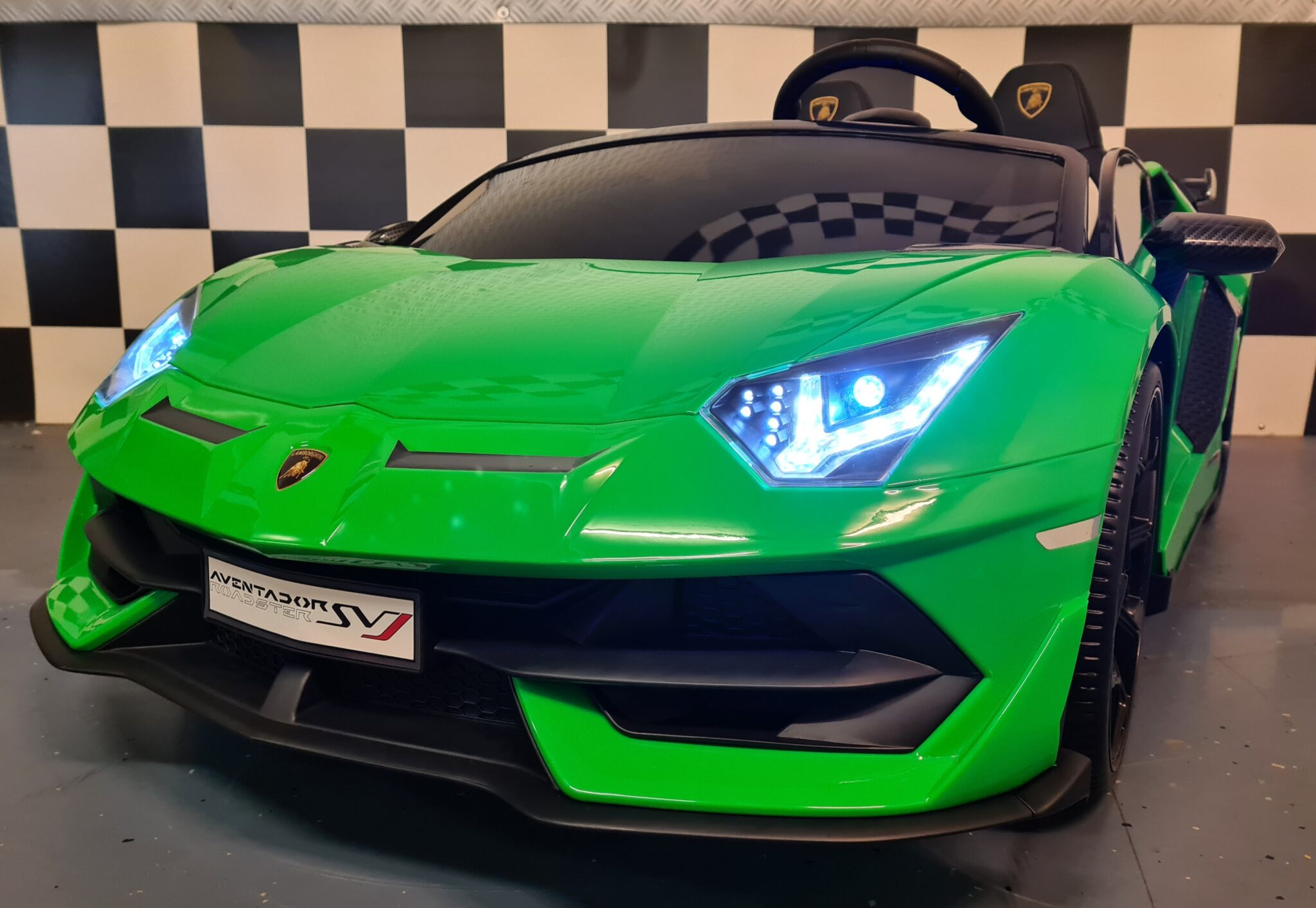 Lamborghini Aventador children’s car 2 person 12v with RC metallic green