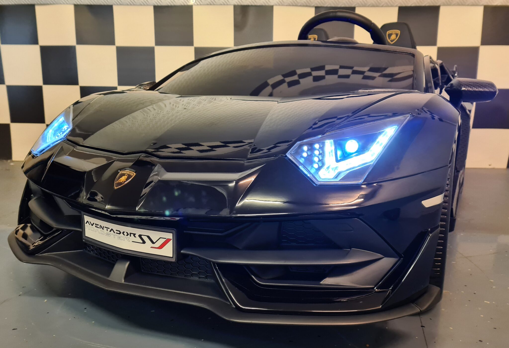 2 seater children’s car Lamborghini Aventador 12v metallic black